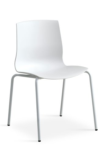 Liv spisebordsstol - hvit PVC og hvitt metall