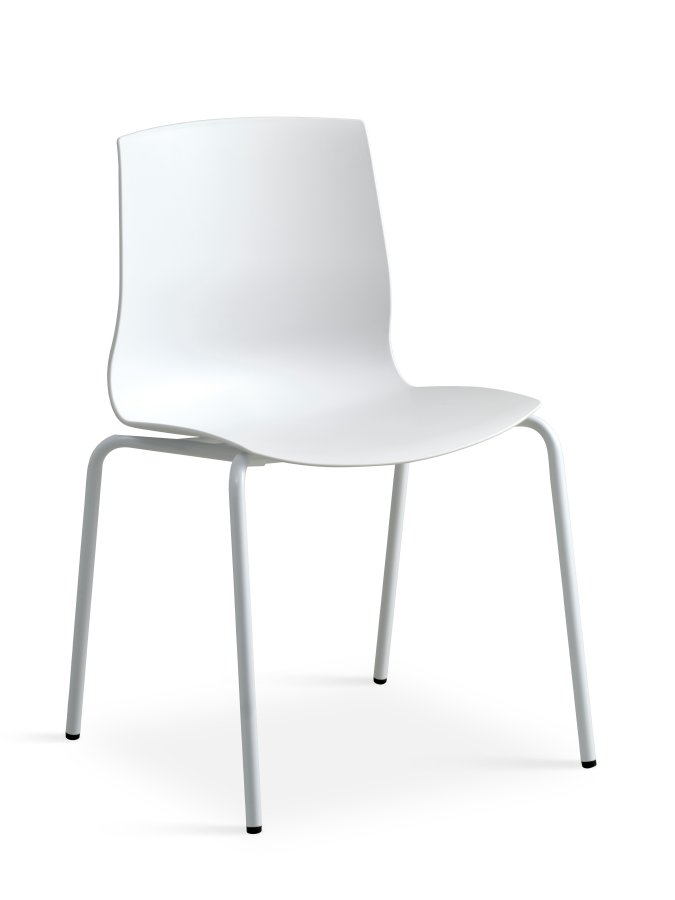 Liv spisebordsstol - hvit PVC og hvitt metall