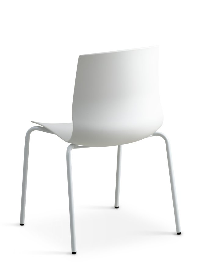 Liv spisebordsstol - hvit PVC og hvitt metall