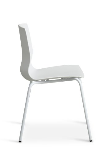 Liv spisebordsstol - hvit PVC og hvitt metall