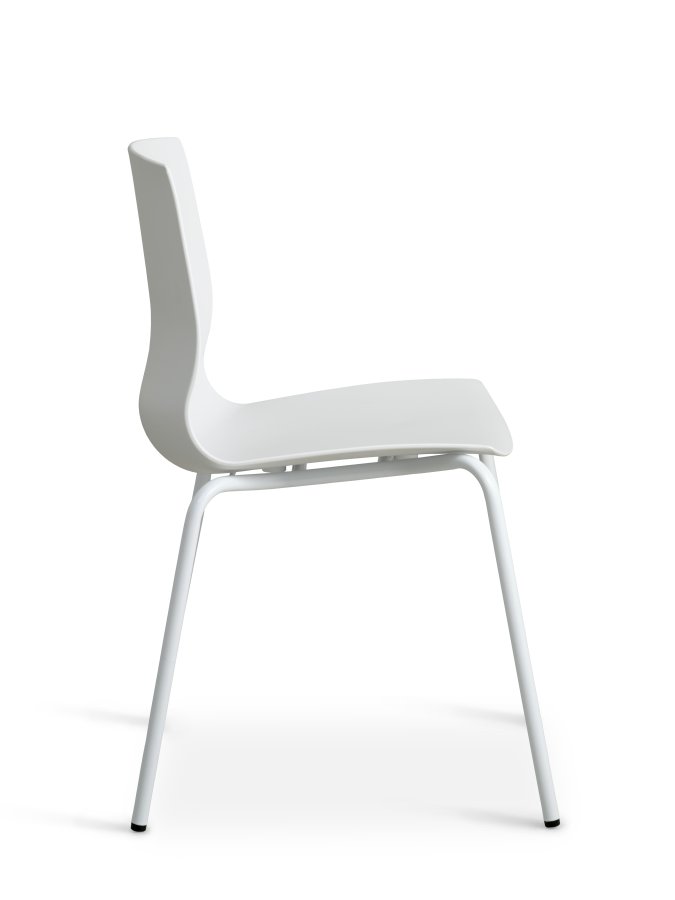Liv spisebordsstol - hvit PVC og hvitt metall