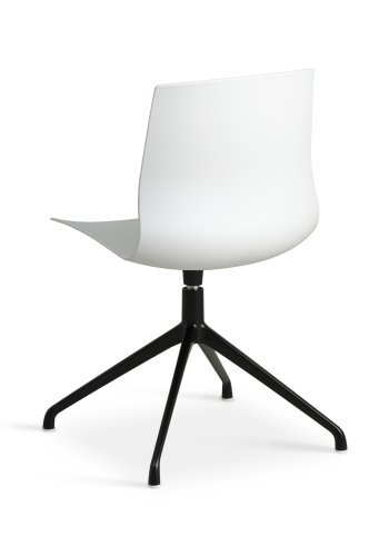Liv spisebordsstol, med dreiefunksjon - hvit PVC og sort metall