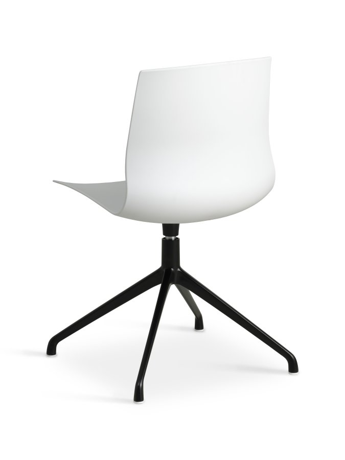 Liv spisebordsstol, med dreiefunksjon - hvit PVC og sort metall