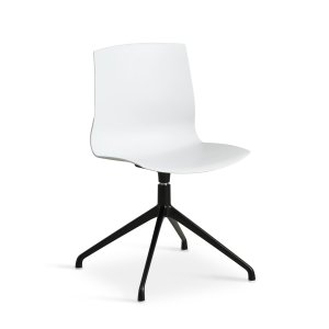 Liv spisebordsstol, m. drejefunktion - hvid PVC og sort metal