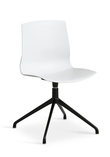 Liv spisebordsstol, med dreiefunksjon - hvit PVC og sort metall