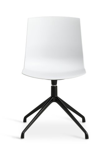 Liv spisebordsstol, med dreiefunksjon - hvit PVC og sort metall