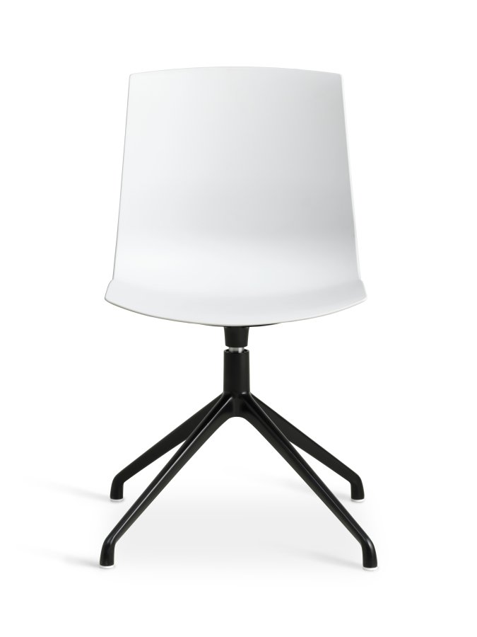 Liv spisebordsstol, med dreiefunksjon - hvit PVC og sort metall