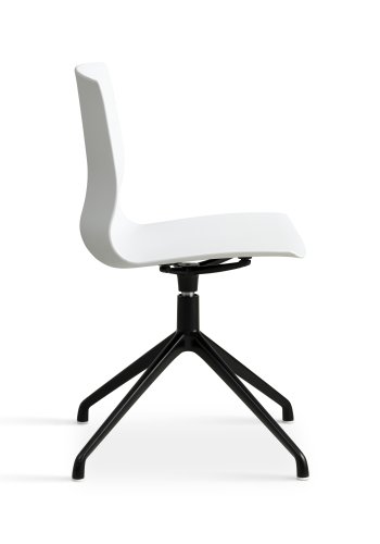 Liv spisebordsstol, med dreiefunksjon - hvit PVC og sort metall