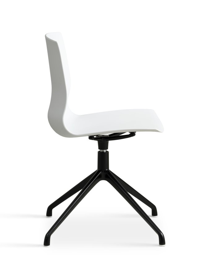 Liv spisebordsstol, med dreiefunksjon - hvit PVC og sort metall