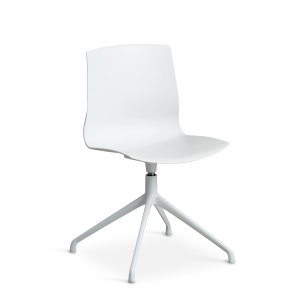 Liv spisebordsstol, m. drejefunktion - hvid PVC og hvid metal