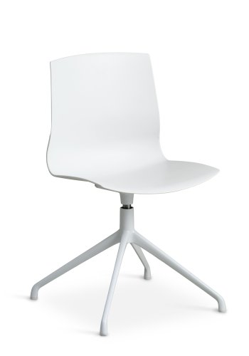 Liv spisebordsstol, med svingfunksjon - hvit PVC og hvitt metall