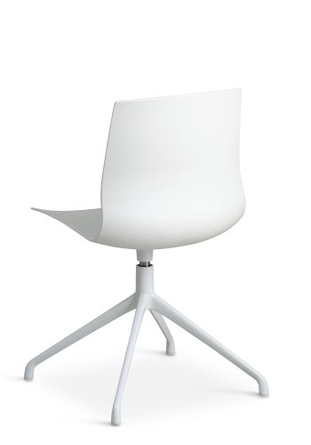 Liv spisebordsstol, med svingfunksjon - hvit PVC og hvitt metall