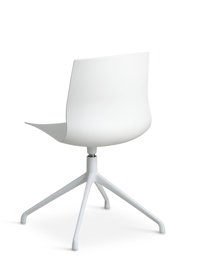 Liv spisebordsstol, med svingfunksjon - hvit PVC og hvitt metall