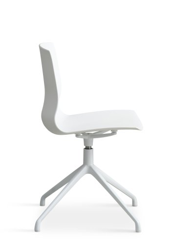 Liv spisebordsstol, med svingfunksjon - hvit PVC og hvitt metall