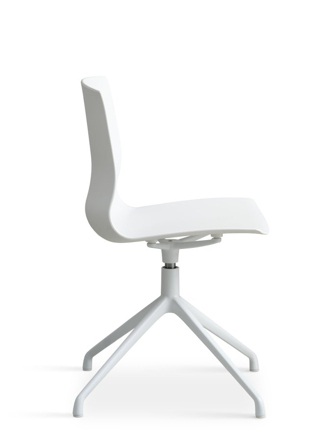 Liv spisebordsstol, med svingfunksjon - hvit PVC og hvitt metall
