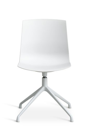 Liv spisebordsstol, med svingfunksjon - hvit PVC og hvitt metall