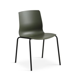 Liv spisebordsstol - oliven PVC og sort metal