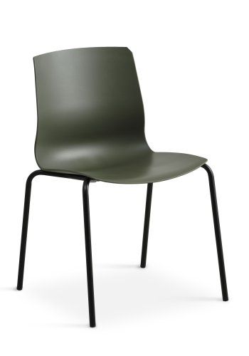 Liv spisebordsstol - oliven PVC og sort metall