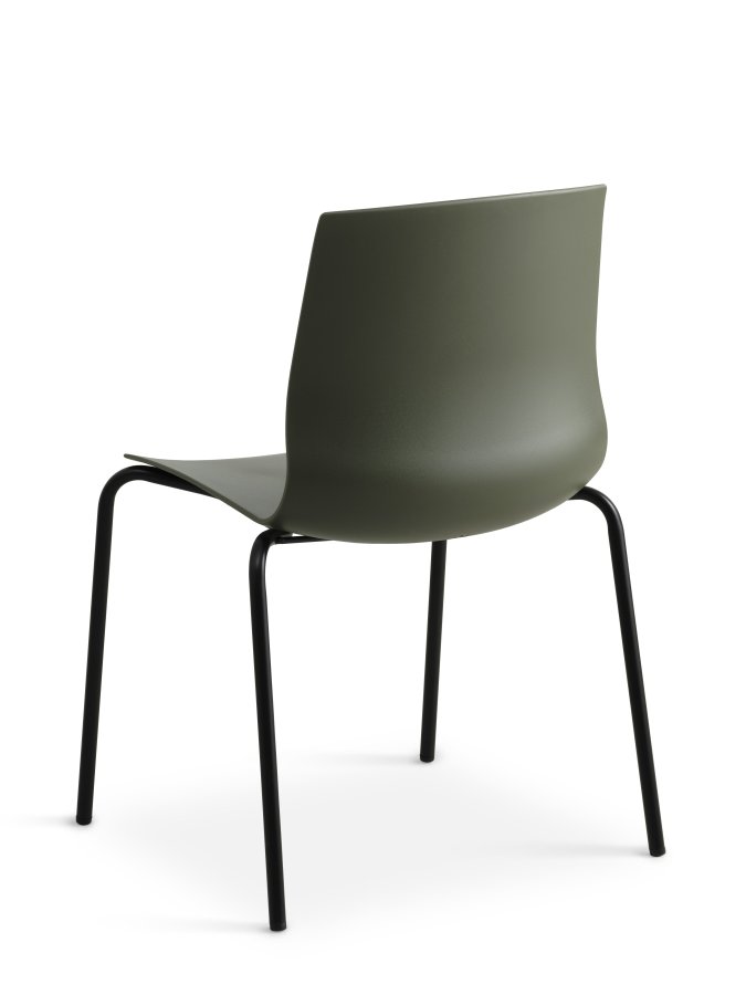 Liv spisebordsstol - oliven PVC og sort metall