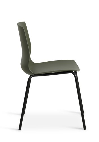 Liv spisebordsstol - oliven PVC og sort metall