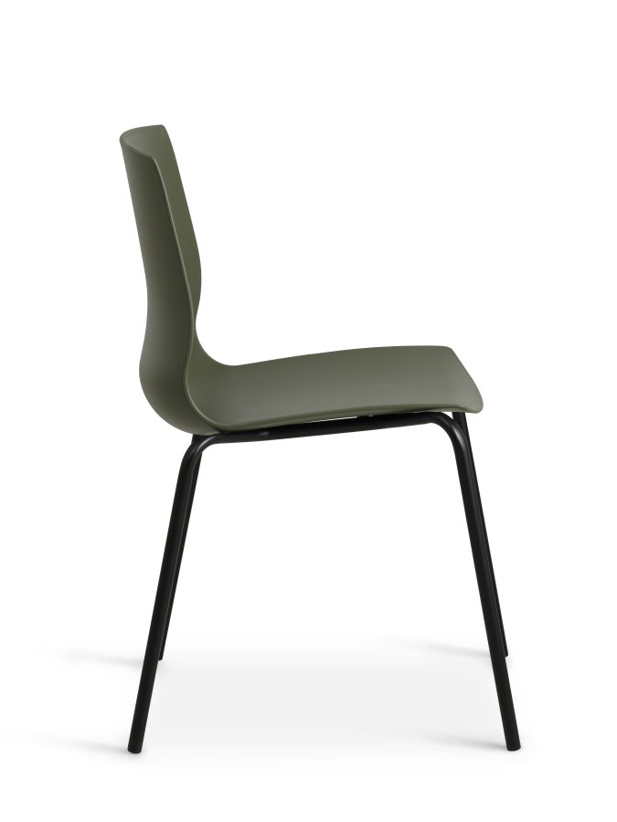 Liv spisebordsstol - oliven PVC og sort metall