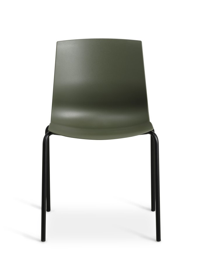 Liv spisebordsstol - oliven PVC og sort metall