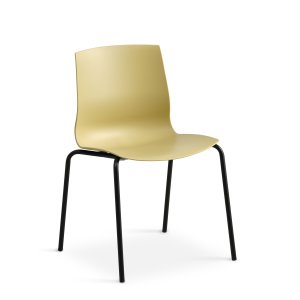 Liv spisebordsstol - sennepsgul PVC og sort metal