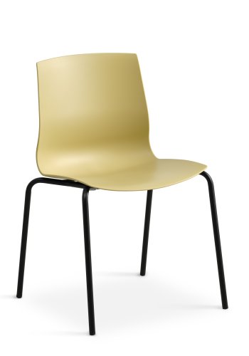 Liv spisebordsstol - sennepsgul PVC og sort metall