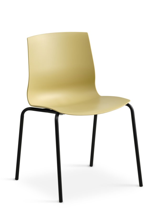 Liv spisebordsstol - sennepsgul PVC og sort metall