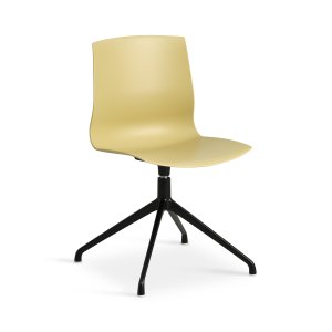 Liv spisebordsstol, m. drejefunktion - sennepsgul PVC og sort metal