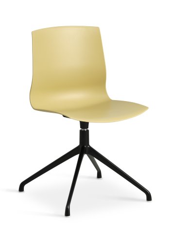 Liv spisebordsstol, med svingfunksjon - sennepsgul PVC og sort metall