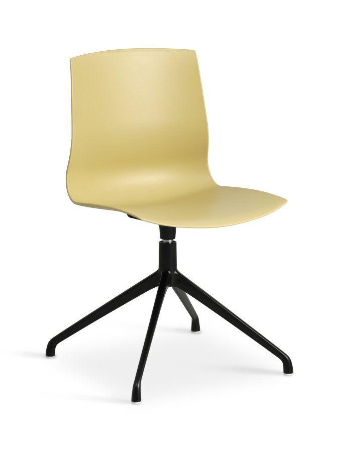 Liv spisebordsstol, med svingfunksjon - sennepsgul PVC og sort metall
