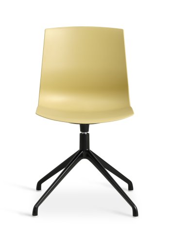 Liv spisebordsstol, med svingfunksjon - sennepsgul PVC og sort metall