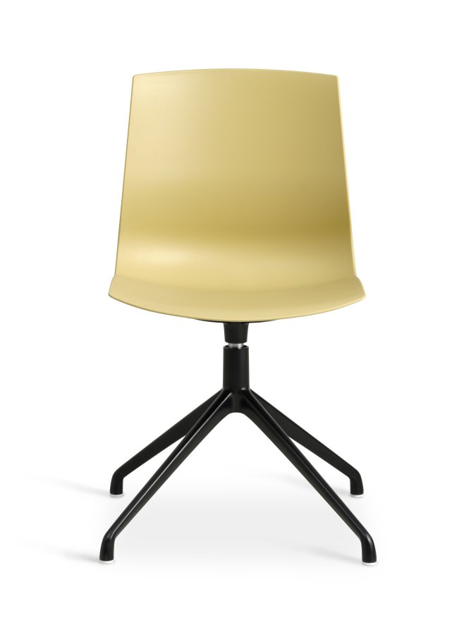 Liv spisebordsstol, med svingfunksjon - sennepsgul PVC og sort metall
