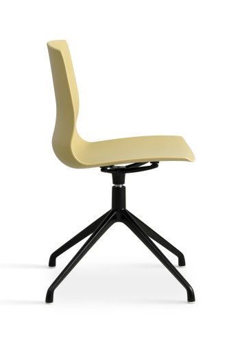 Liv spisebordsstol, med svingfunksjon - sennepsgul PVC og sort metall