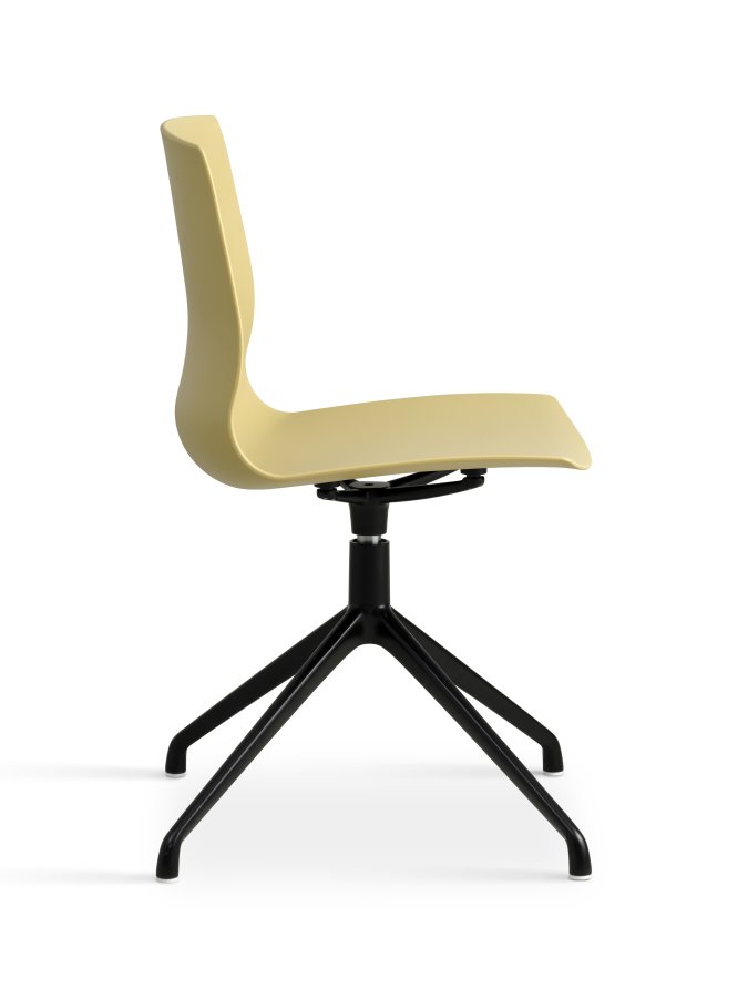 Liv spisebordsstol, med svingfunksjon - sennepsgul PVC og sort metall
