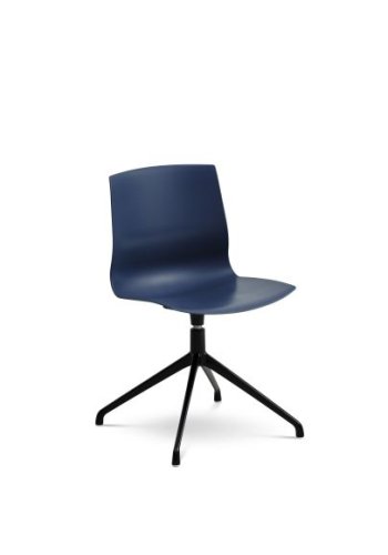Liv spisestuestol, med svingfunksjon og retursving - denimbl polypropylen og svart metall