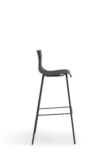 Liv barkrakk med ramme, m. ryggsttte og fotsttte - svart polypropylen og svarte ben