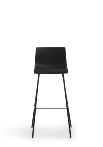 Liv barkrakk med ramme, m. ryggsttte og fotsttte - svart polypropylen og svarte ben