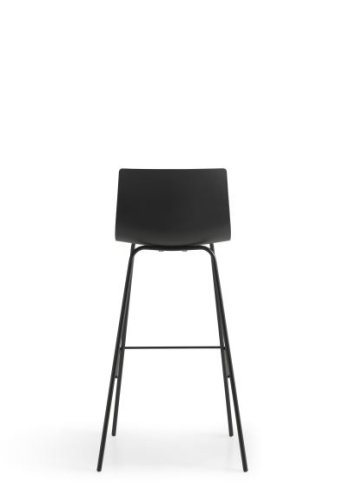 Liv barkrakk med ramme, m. ryggsttte og fotsttte - svart polypropylen og svarte ben