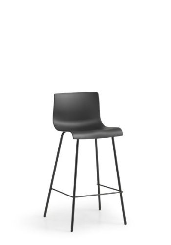 Liv ramme benkestol, m. ryggsttte og fotsttte - svart polypropylen og svarte ben