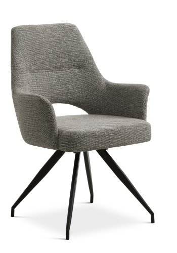 Aya spisebordsstol, med armlener og svingfunksjon - gr polyesterstoff og sort metall
