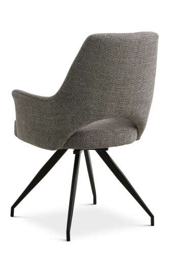 Aya spisebordsstol, med armlener og svingfunksjon - gr polyesterstoff og sort metall