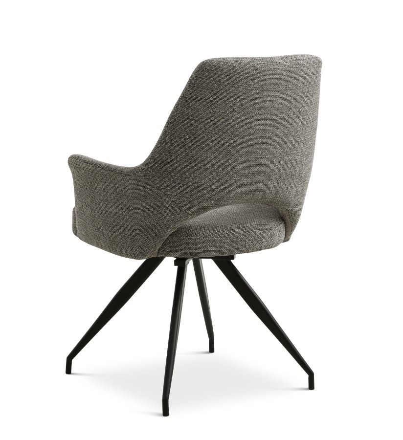 Aya spisebordsstol, med armlener og svingfunksjon - gr polyesterstoff og sort metall