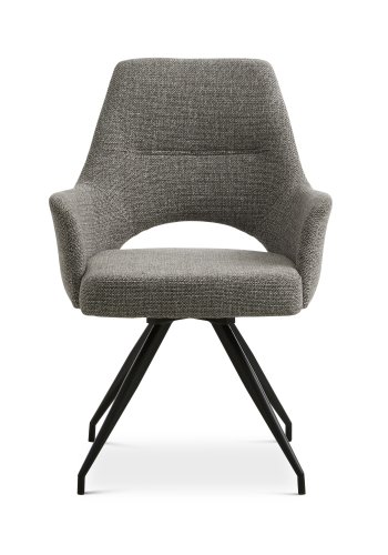 Aya spisebordsstol, med armlener og svingfunksjon - gr polyesterstoff og sort metall