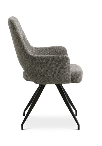 Aya spisebordsstol, med armlener og svingfunksjon - gr polyesterstoff og sort metall