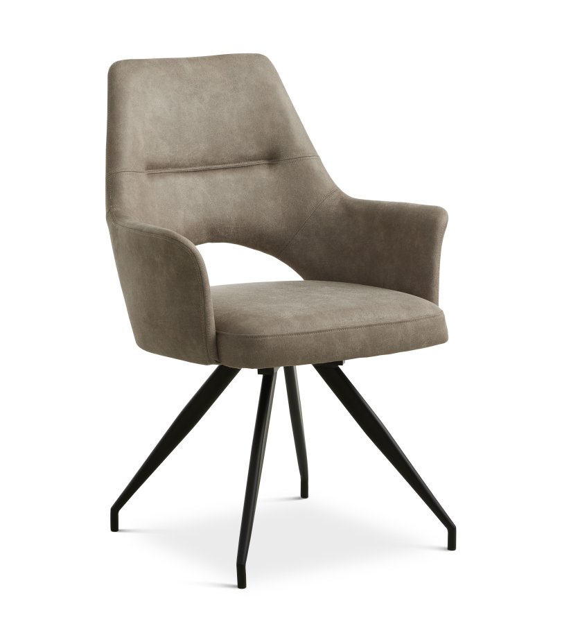 Aya spisebordsstol, m. armln og drejefunktion - ler micro lder og sort metal