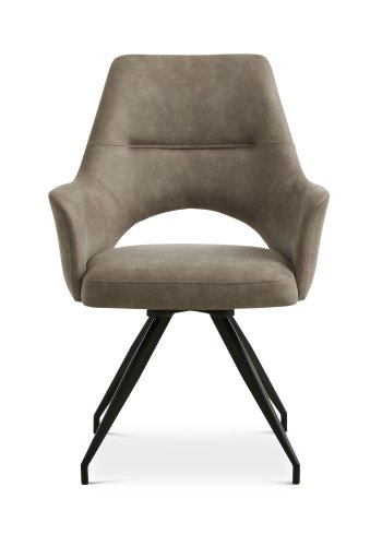 Aya spisebordsstol, m. armln og drejefunktion - ler micro lder og sort metal