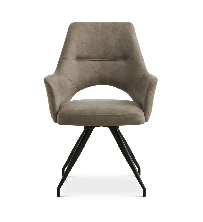 Aya spisebordsstol, m. armln og drejefunktion - ler micro lder og sort metal