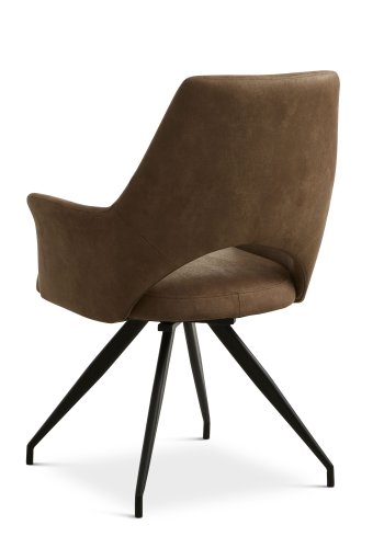 Aya spisebordsstol, med armlener og svingfunksjon - mandel mikroskinn og sort metall